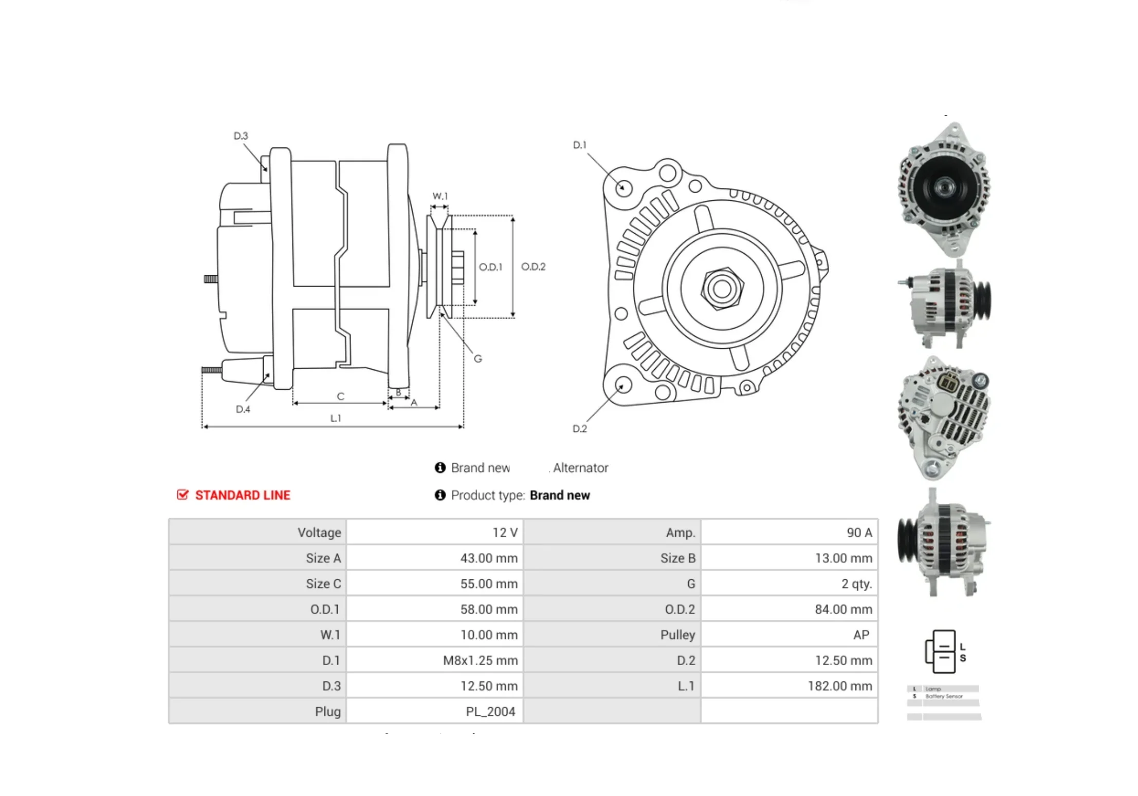 Alternator Delica L400 1994-2006 2.8L 4m40 Diesel - Image 3