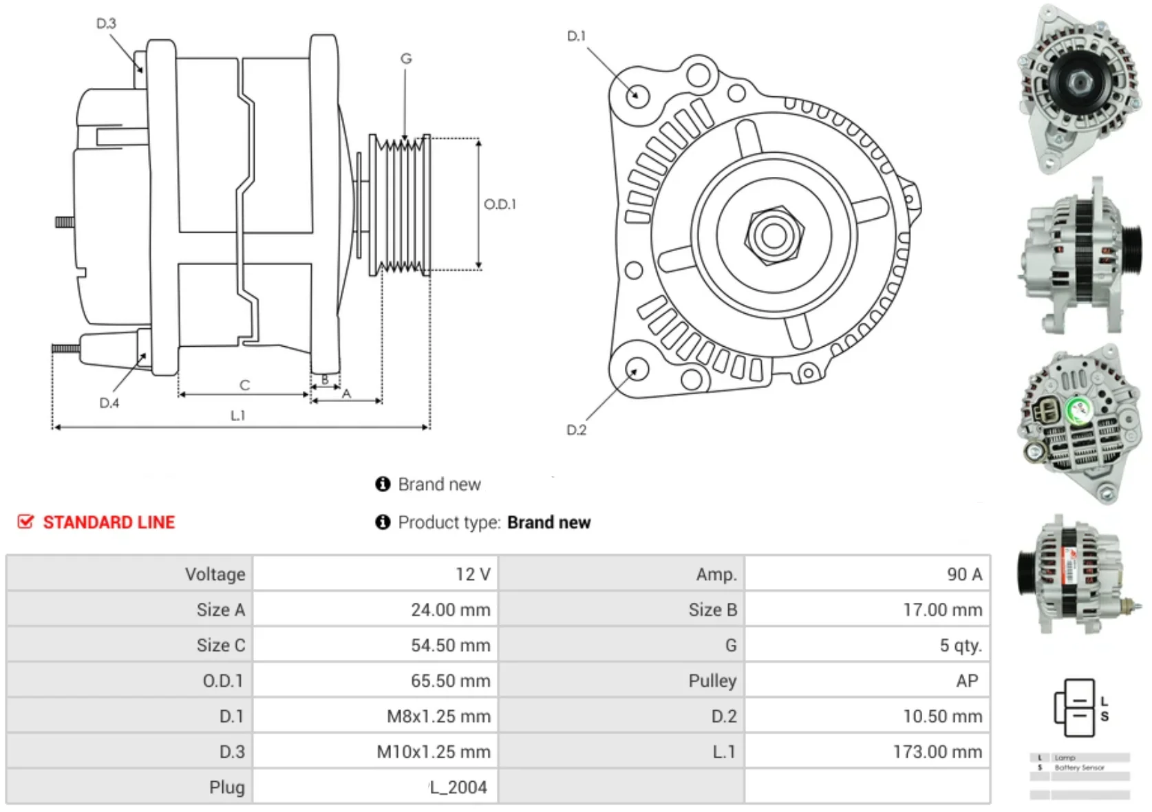 Alternator V6 GAS Delica L400 1994-2006 - Image 3