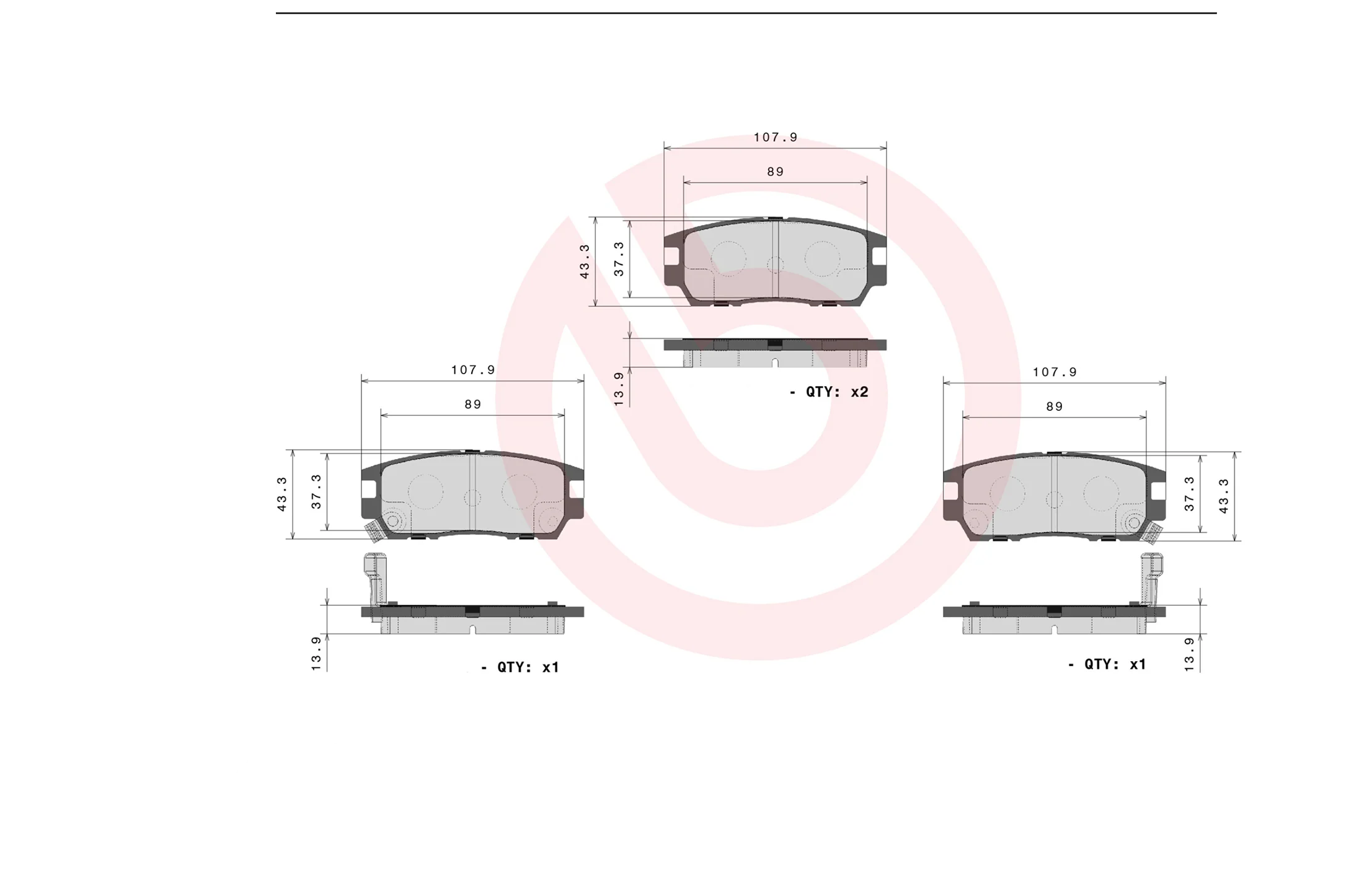 Brake Pads REAR Brembo Delica L400 1994-2006 - Image 3