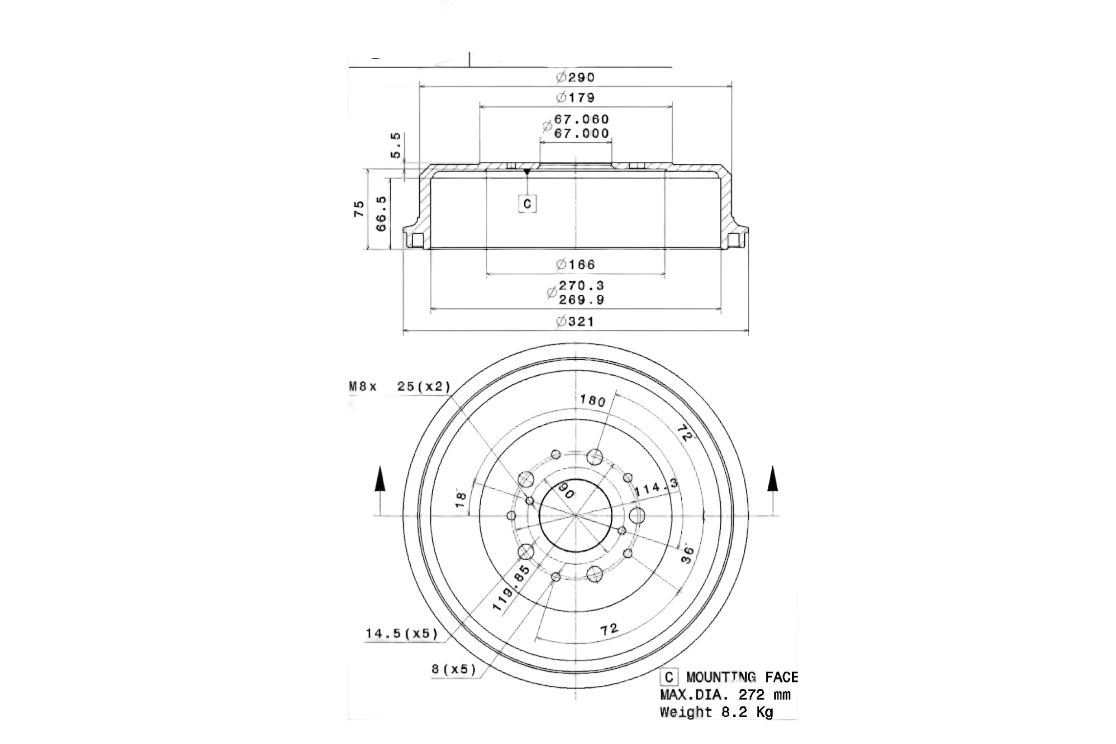 Rear Brake Drum Hiace 5 Bolt 1989-2004 - Image 3